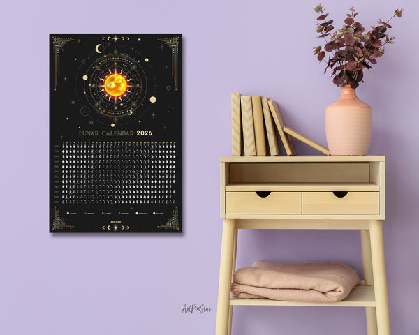 2026 Moon & Astrology Lunar Phase Cycle Customizable Yearly Wall Calendar
