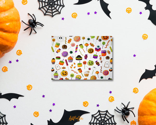 Halloween Sweets Spooky Dessert Pattern Custom Holiday Greeting Card