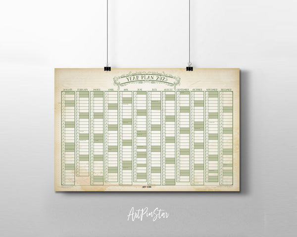 2025 Vintage Customizable Yearly Wall Calendar