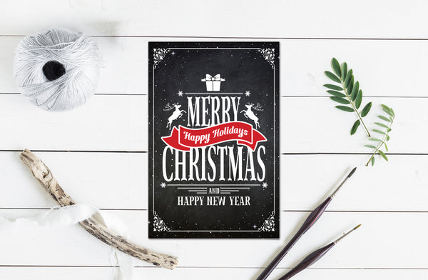 Merry Christmas and Happy New Year Personalized Holiday Greeting Card Gifts