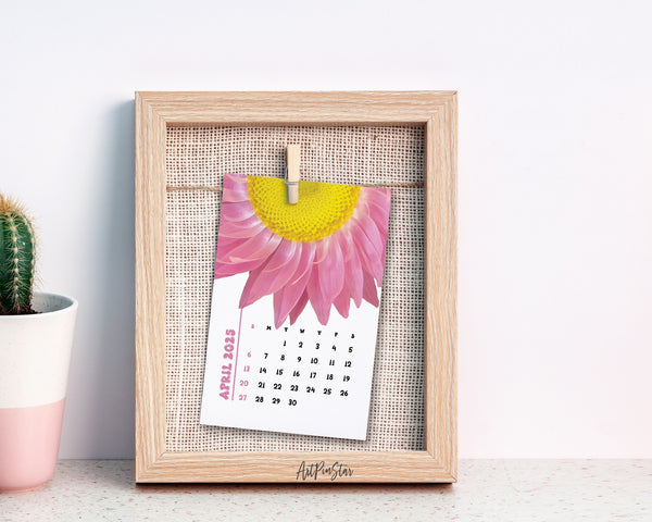 2025 Desk Calendar Flower Wooden Mini Easel Stand Holder