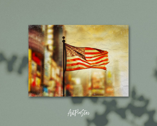 Tattered American Flag Blowing in the Wind Veterans Day Holiday Greeting Cards