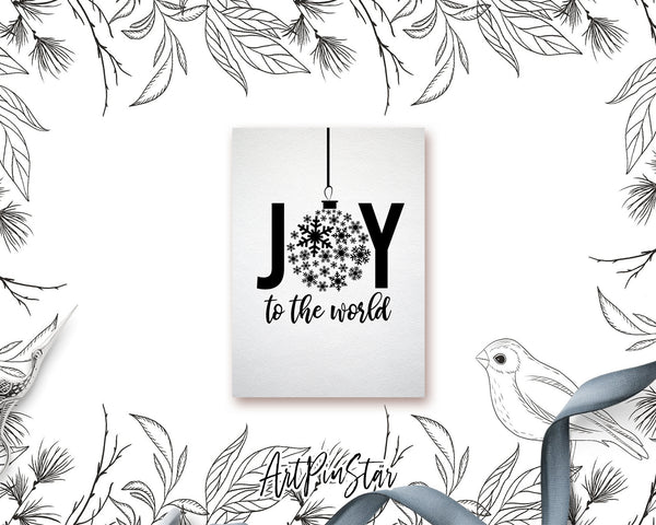 Joy to the world Black & White Personalized Holiday Greeting Card Gifts