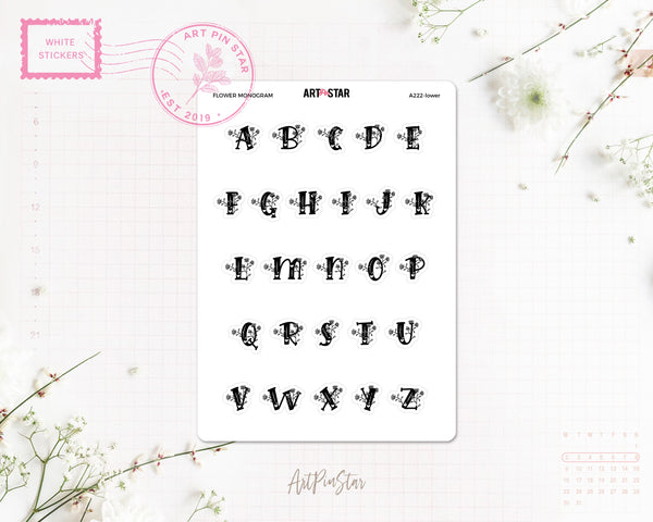 Flower Monogram White Stickers