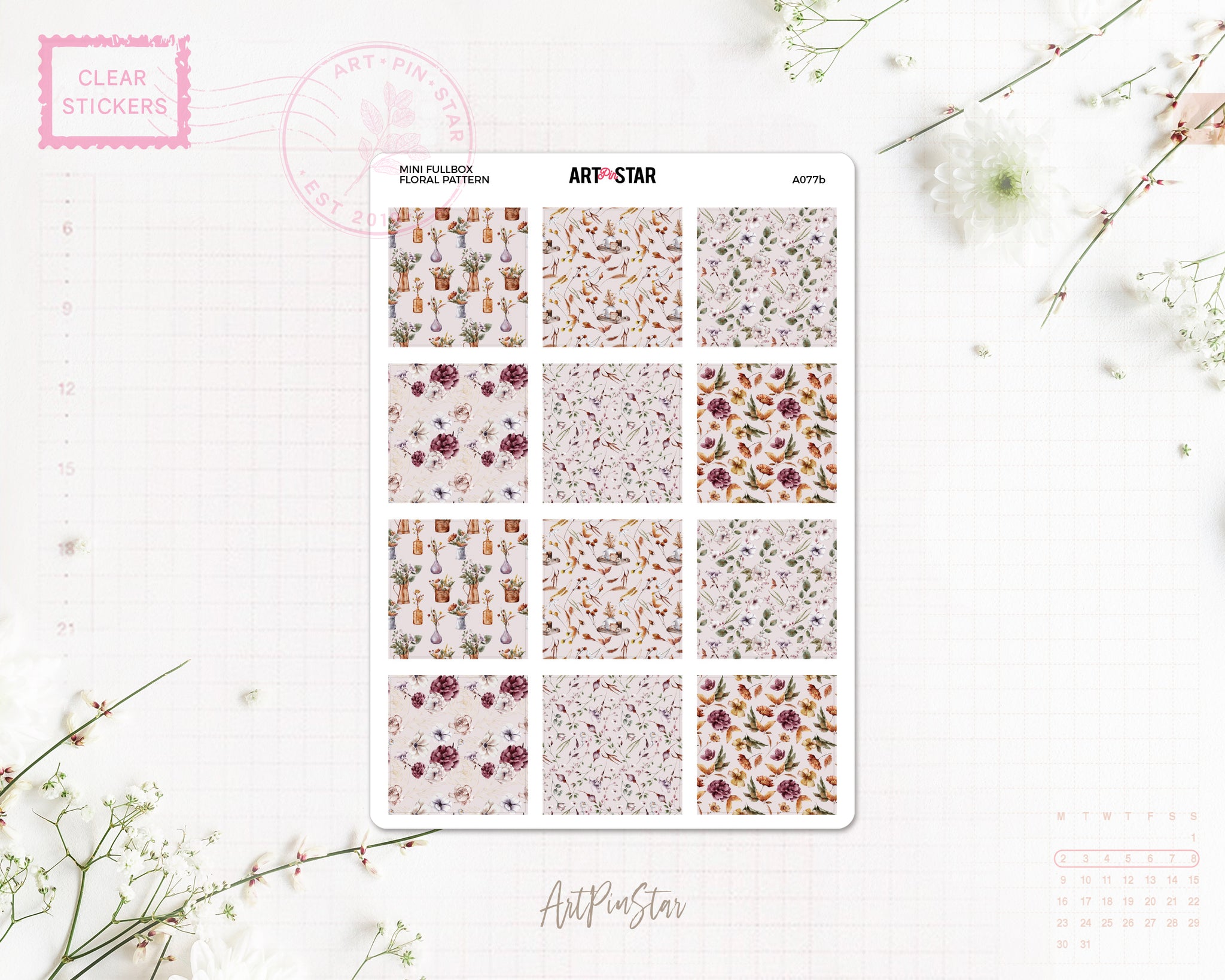 A077b | Floral Pattern Mini Fullbox, A6