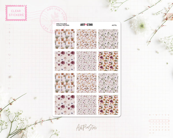 Floral Pattern Mini Fullbox Clear Stickers