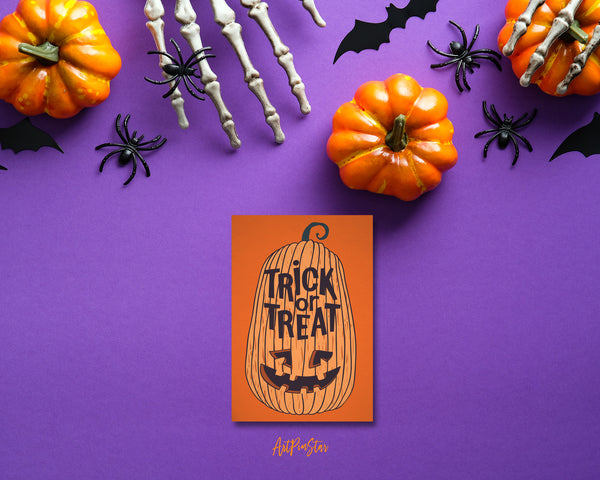 Trick or Treat Halloween Pumpkin Custom Holiday Greeting Card