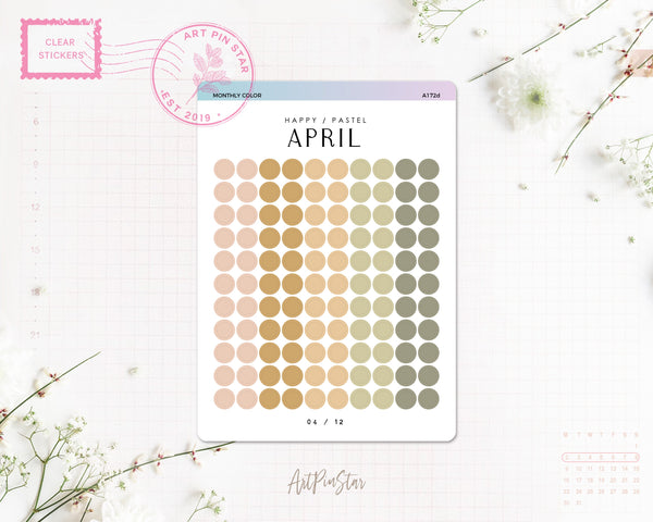 Monthly Color Chart Clear Stickers