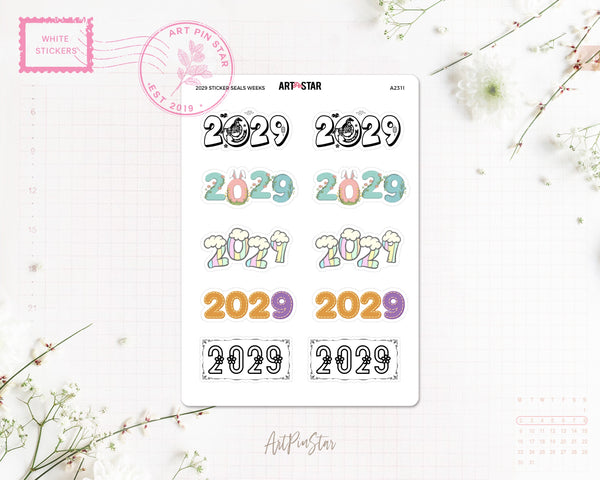 2026 - 2029 Sticker Seals White Stickers