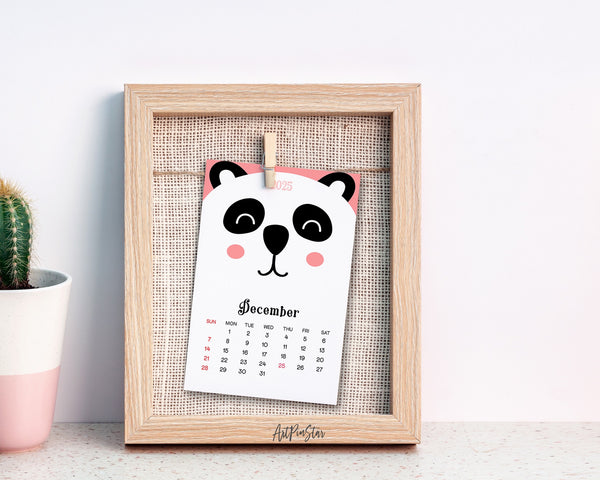 2025 Desk Calendar Animal Doodle Wooden Mini Easel Stand Holder