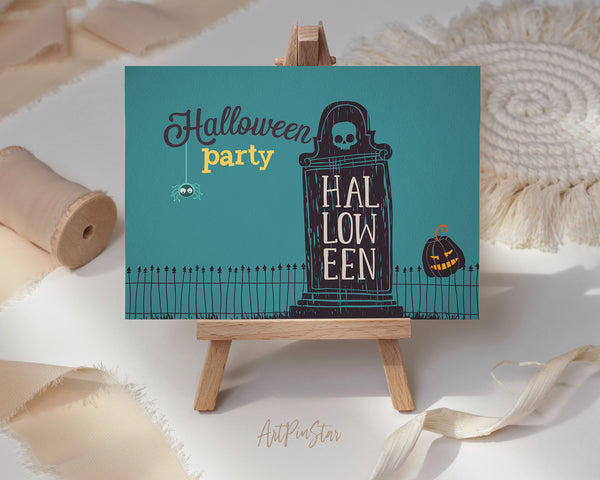 Halloween Party Tombstone Custom Holiday Greeting Card