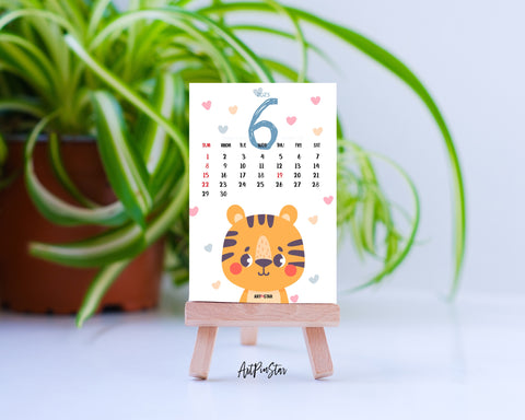 2025 Desk Calendar Baby Animals Monthly Milestone Wooden Mini Easel Stand Holder