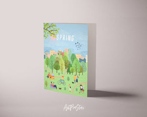 Scandinavian Forest Season Spring Customizable Season Greeting Cards