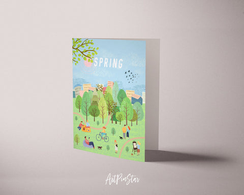 Scandinavian Forest Season Spring Customizable Season Greeting Cards