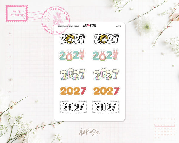 2026 - 2029 Sticker Seals White Stickers