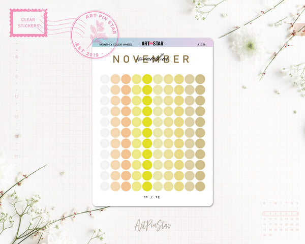 Monthly Color Wheel Clear Stickers