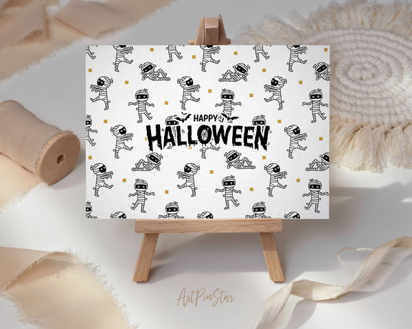 Happy Halloween Cute Mummy Pattern Custom Holiday Greeting Card