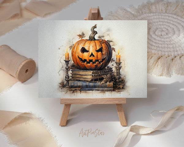 Vintage Halloween Pumpkin Custom Holiday Greeting Card