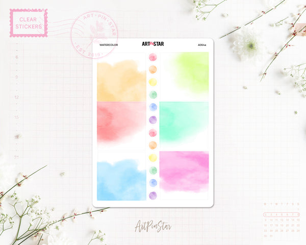 Watercolor Background Mini Fullbox Clear Stickers