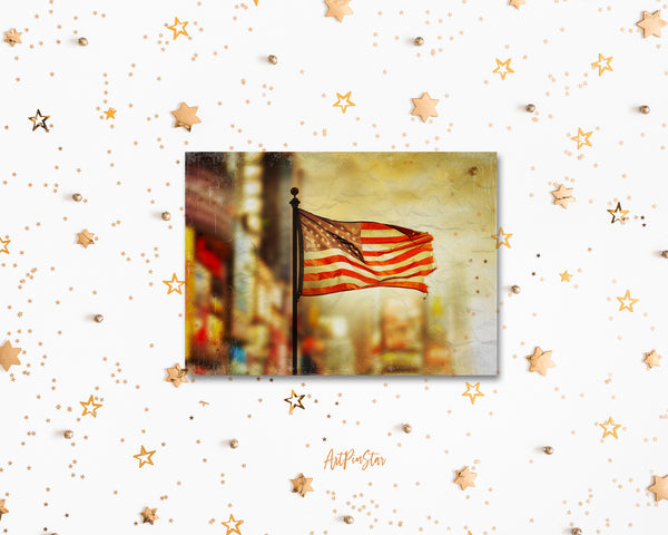 Tattered American Flag Blowing in the Wind Veterans Day Holiday Greeting Cards