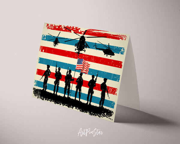 American Soldier Flag Veterans Day Holiday Greeting Cards