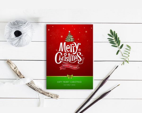 Merry Christmas Happy New Year Personalized Holiday Greeting Card Gifts