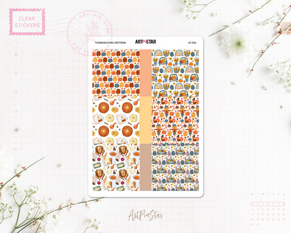 Thanksgiving Mini Fullbox Pattern Clear Stickers