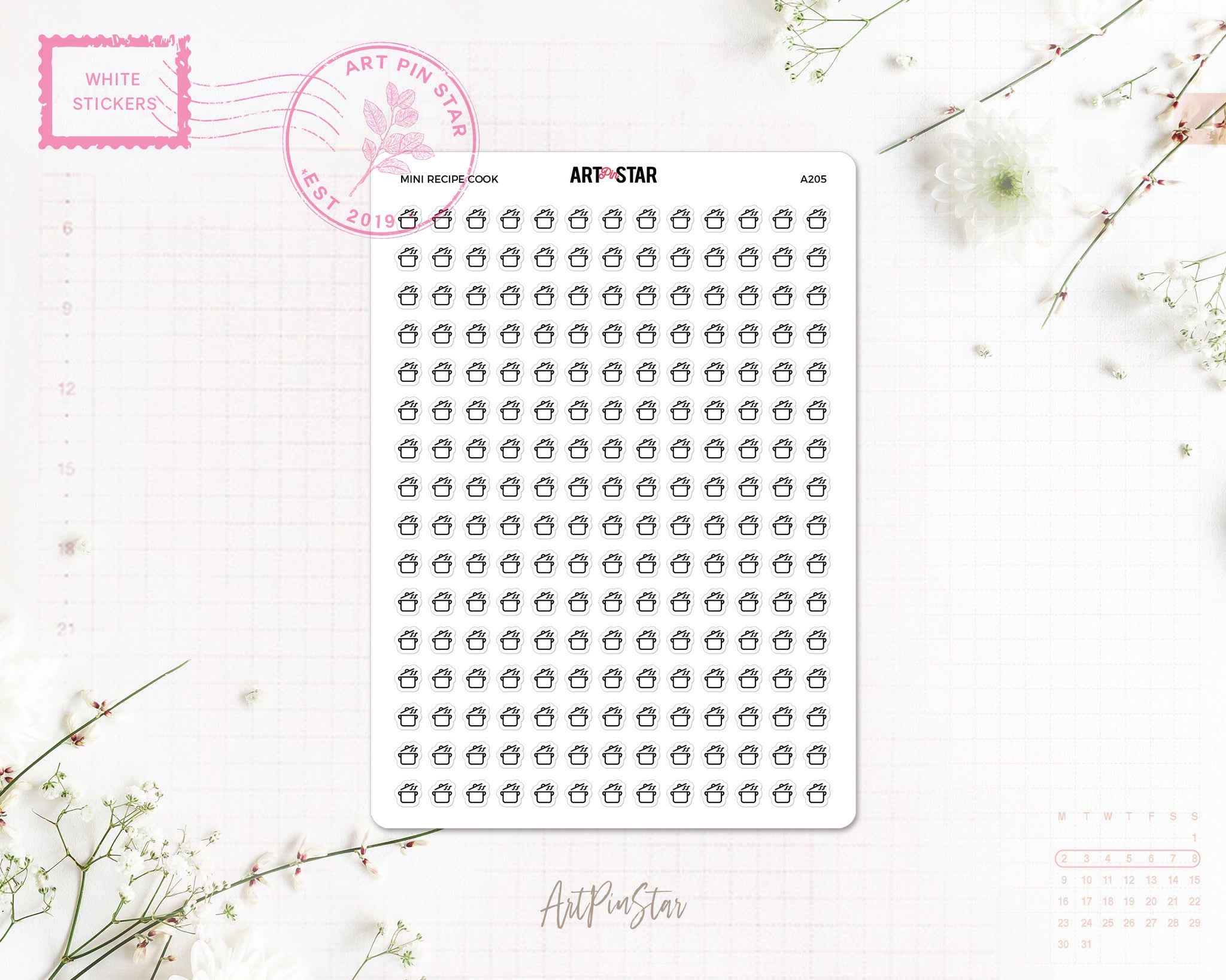 Mini Recipe Cook White Stickers