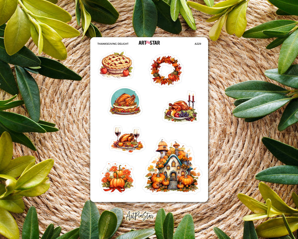 Thanksgiving Delight White Stickers