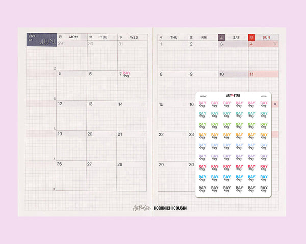 Monthly Color Chart Clear Stickers