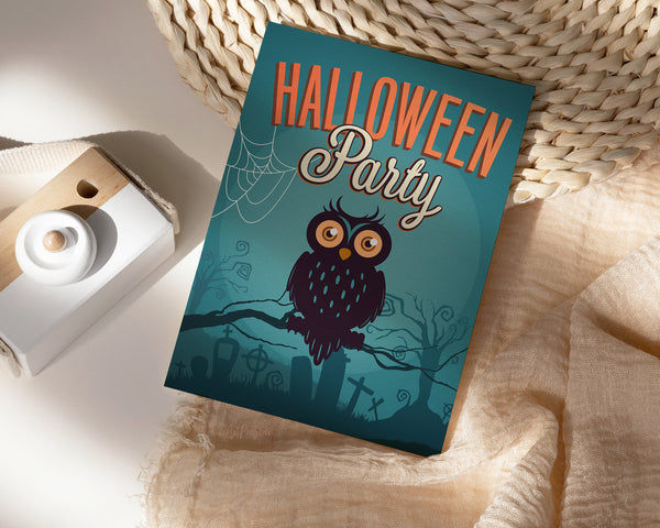 Halloween Party Owl Custom Holiday Greeting Card