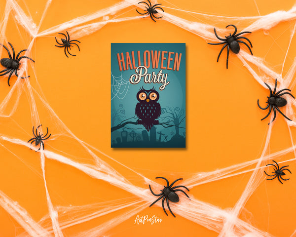 Halloween Party Owl Custom Holiday Greeting Card