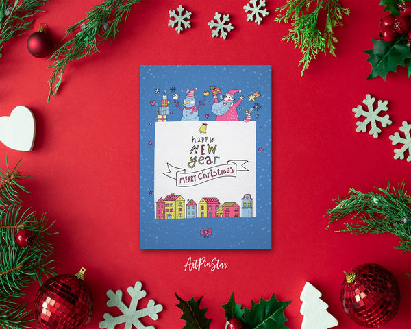 Happy New Year & Merry Christmas Personalized Holiday Greeting Card Gifts