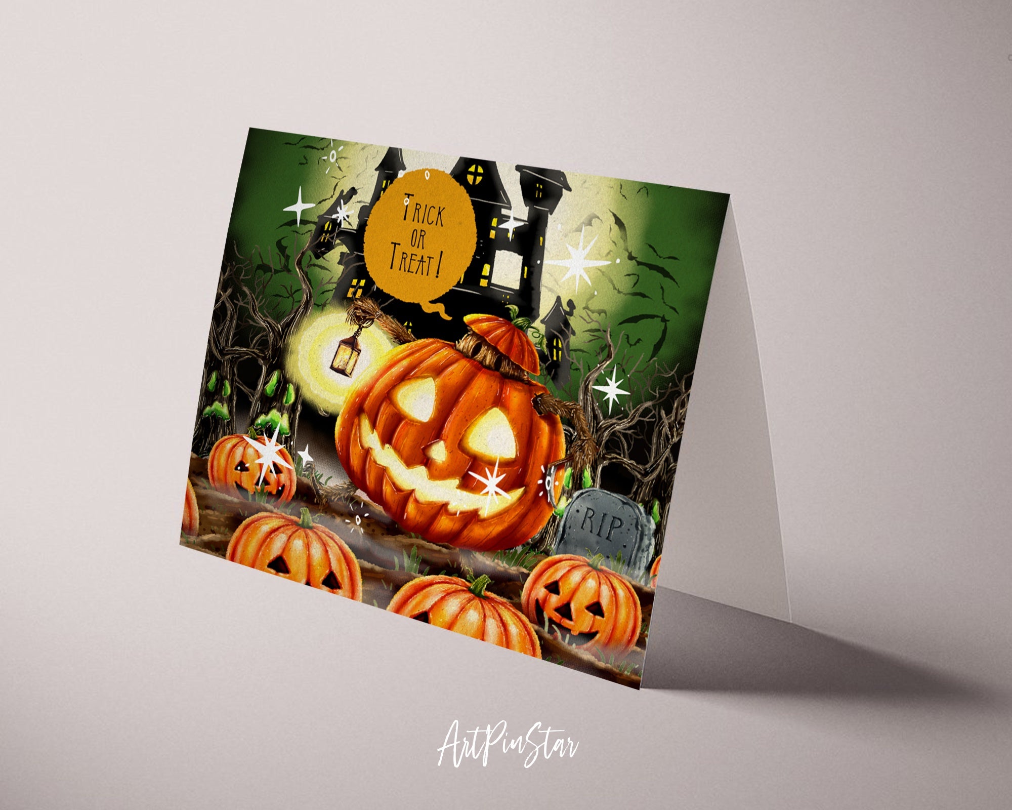 Trick or Treat RIP Halloween Custom Holiday Greeting Card