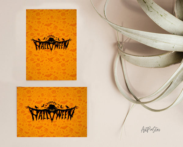 Halloween Pumpkin and Skull & Spider Custom Holiday Greeting Card