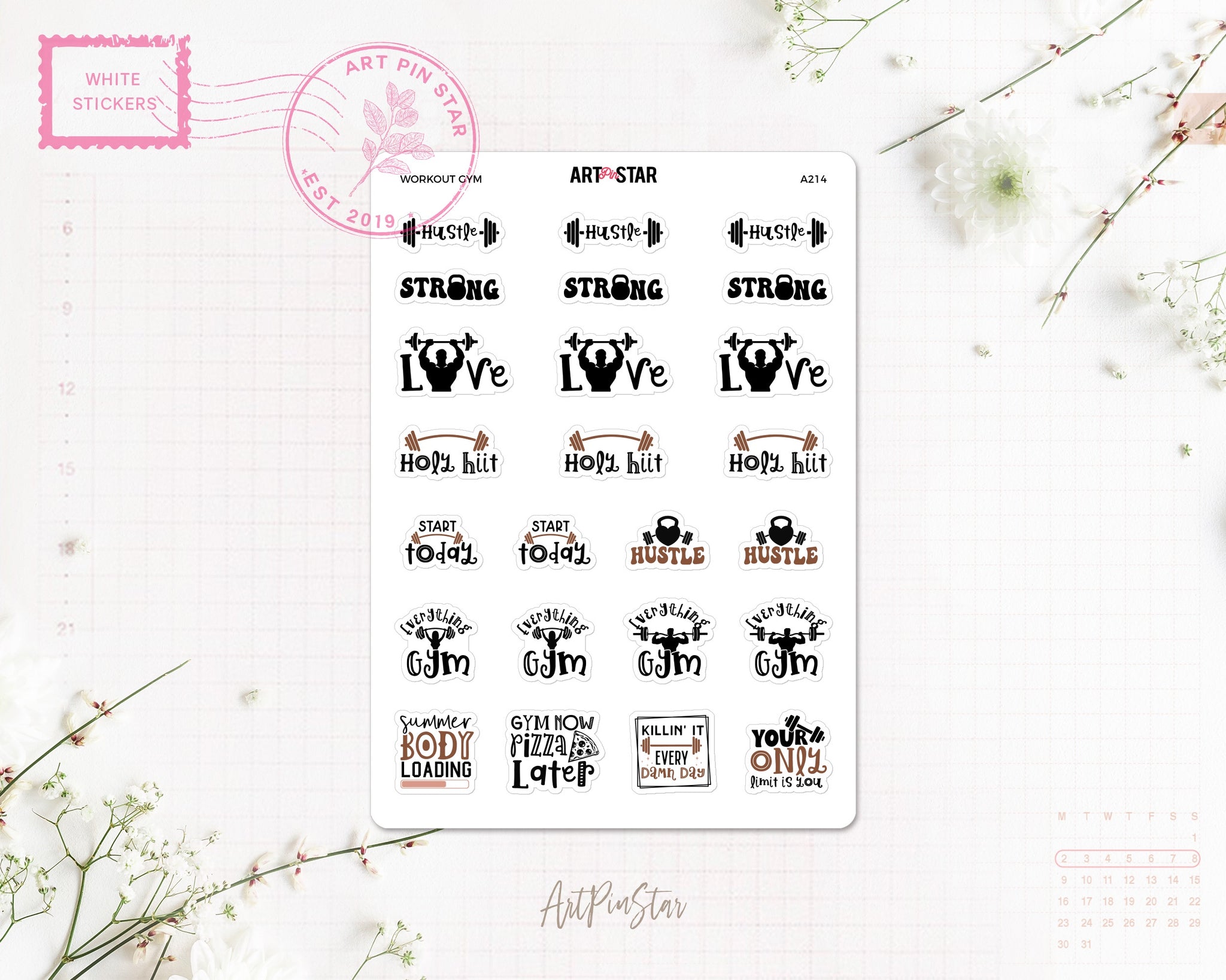 Workout Gym White Stickers