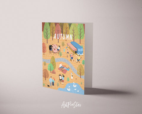 Scandinavian Forest Season Autumn Customizable Season Greeting Cards