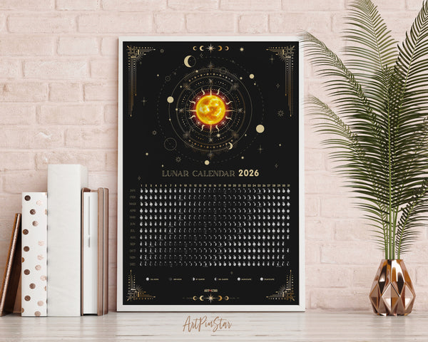 2026 Moon & Astrology Lunar Phase Cycle Customizable Yearly Wall Calendar