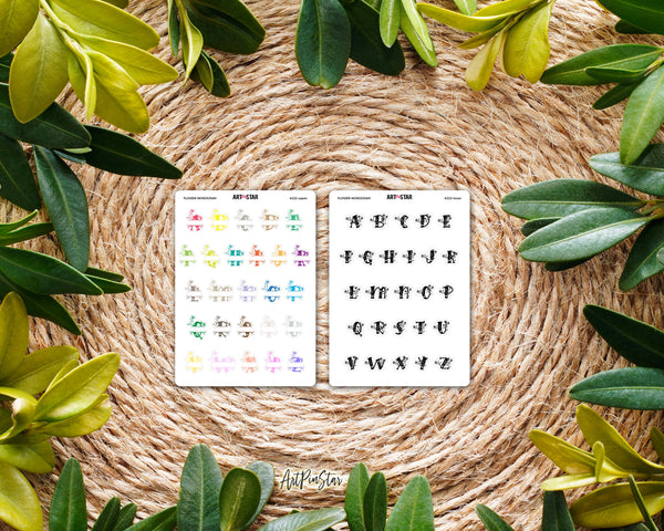 Flower Monogram White Stickers