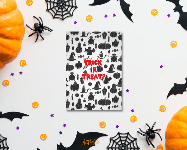 Spooky Halloween TRICK R TREAT Custom Holiday Greeting Card