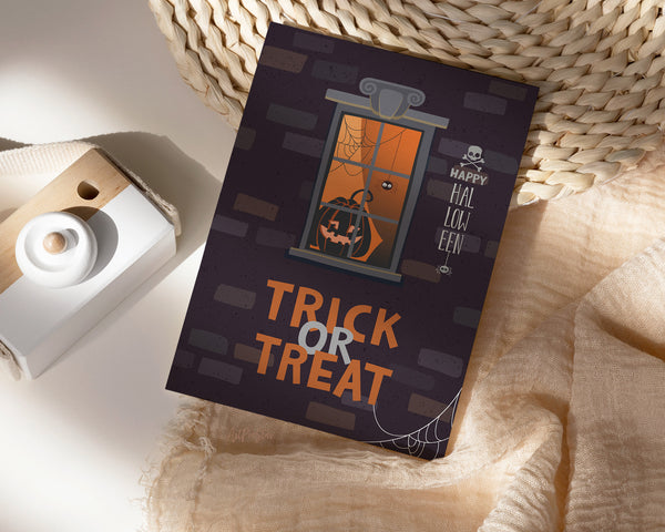 Halloween Trick or Treat Custom Holiday Greeting Card