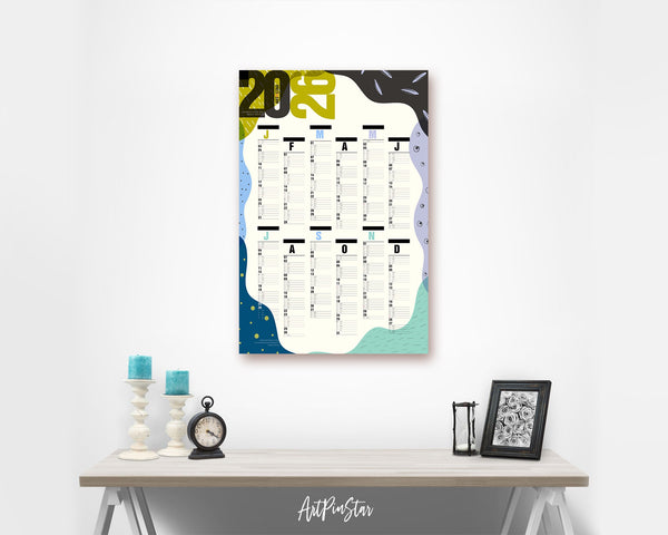 2026 Abstract Artistic Customizable Yearly Wall Calendar