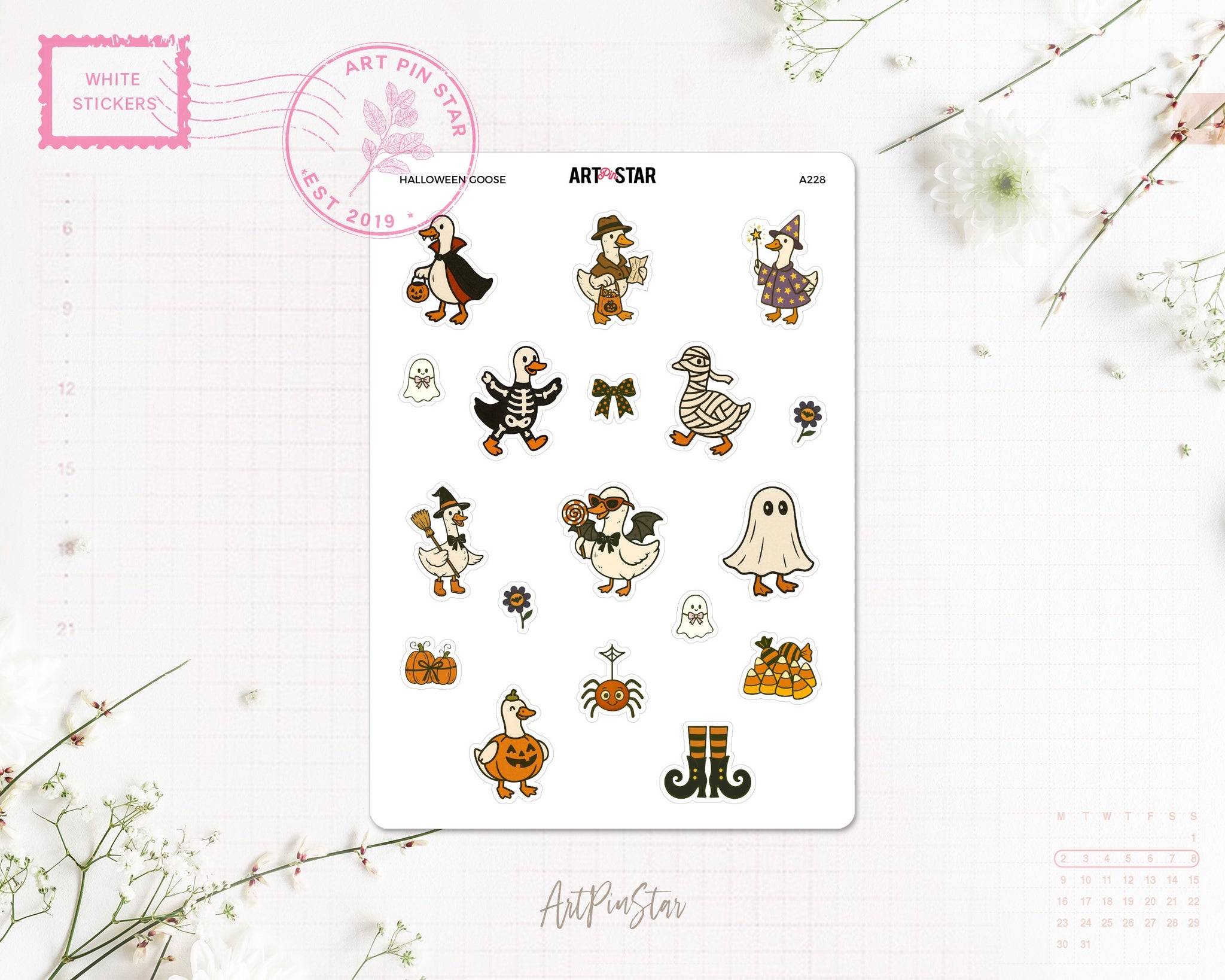 Halloween Goose White Stickers
