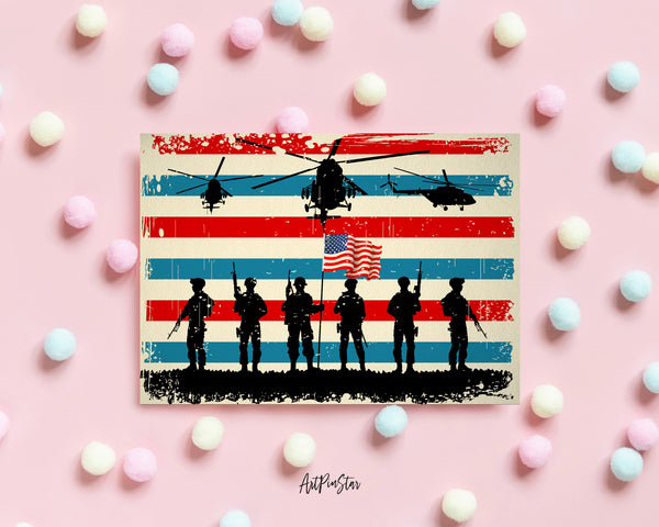 American Soldier Flag Veterans Day Holiday Greeting Cards