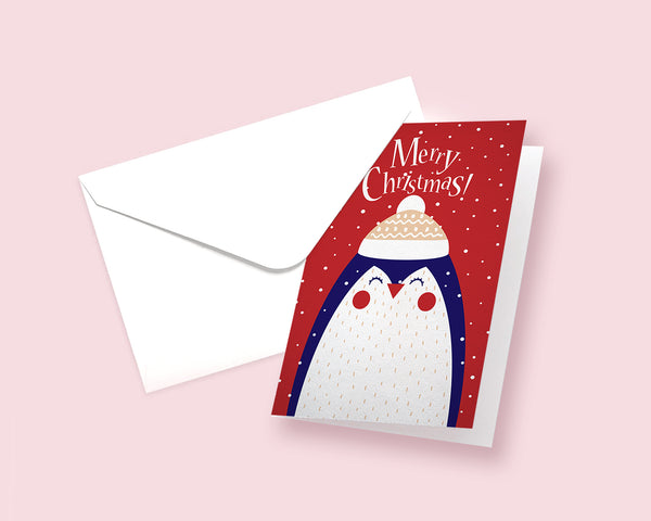 Merry Christmas-Penguin Personalized Holiday Greeting Card Gifts