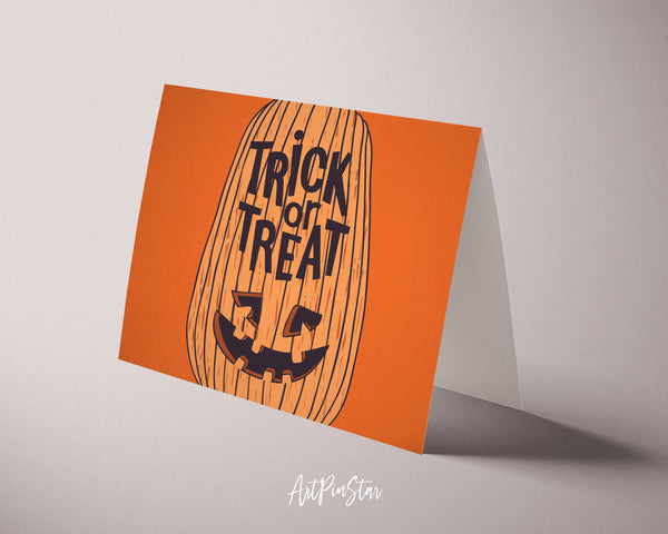 Trick or Treat Halloween Pumpkin Custom Holiday Greeting Card