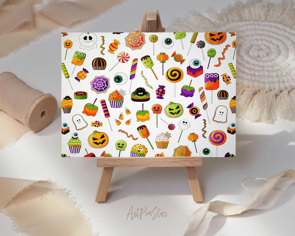 Halloween Sweets Spooky Dessert Pattern Custom Holiday Greeting Card