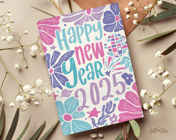 Boho Happy New Year 2025 Amazing Customized Greeting Card