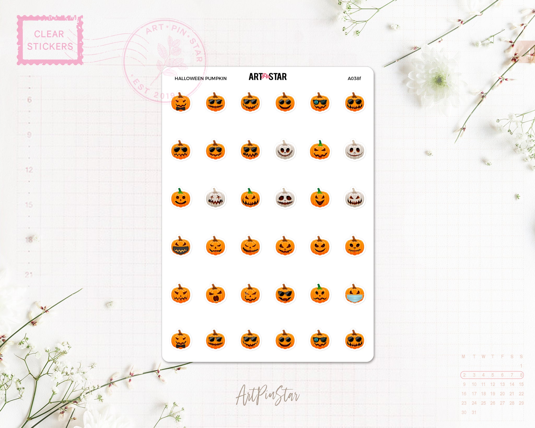 Halloween Pumpkin Planner Sticker, Pumpkin Icons