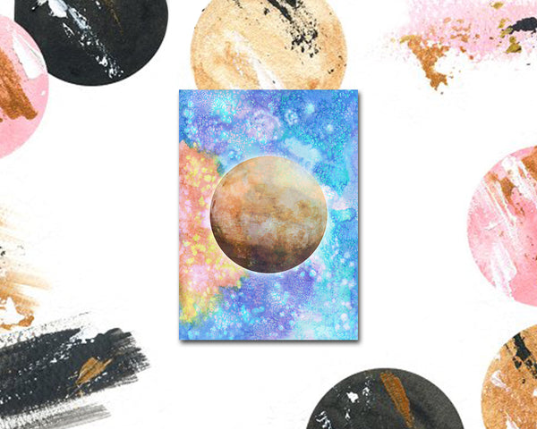 Mars Planet Watercolor Galaxy Space Customizable Greeting Card